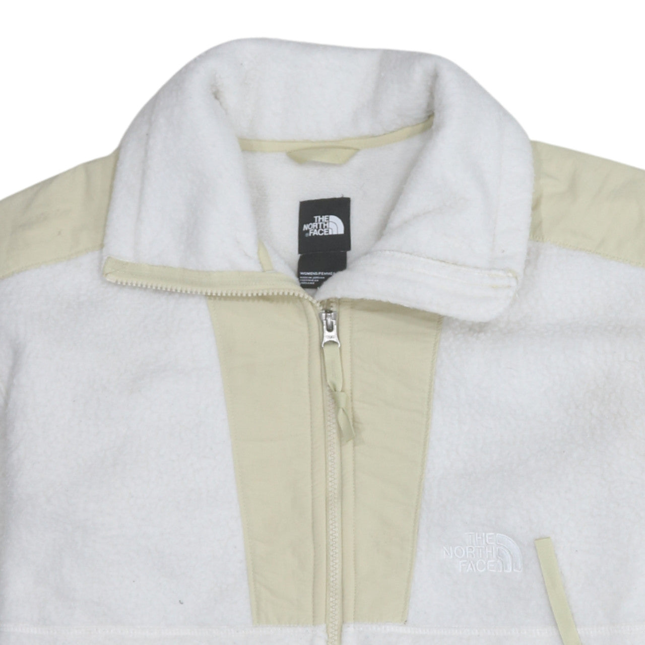 The North Face Women White Full Zip Fleece Jacket M Lined Pockets