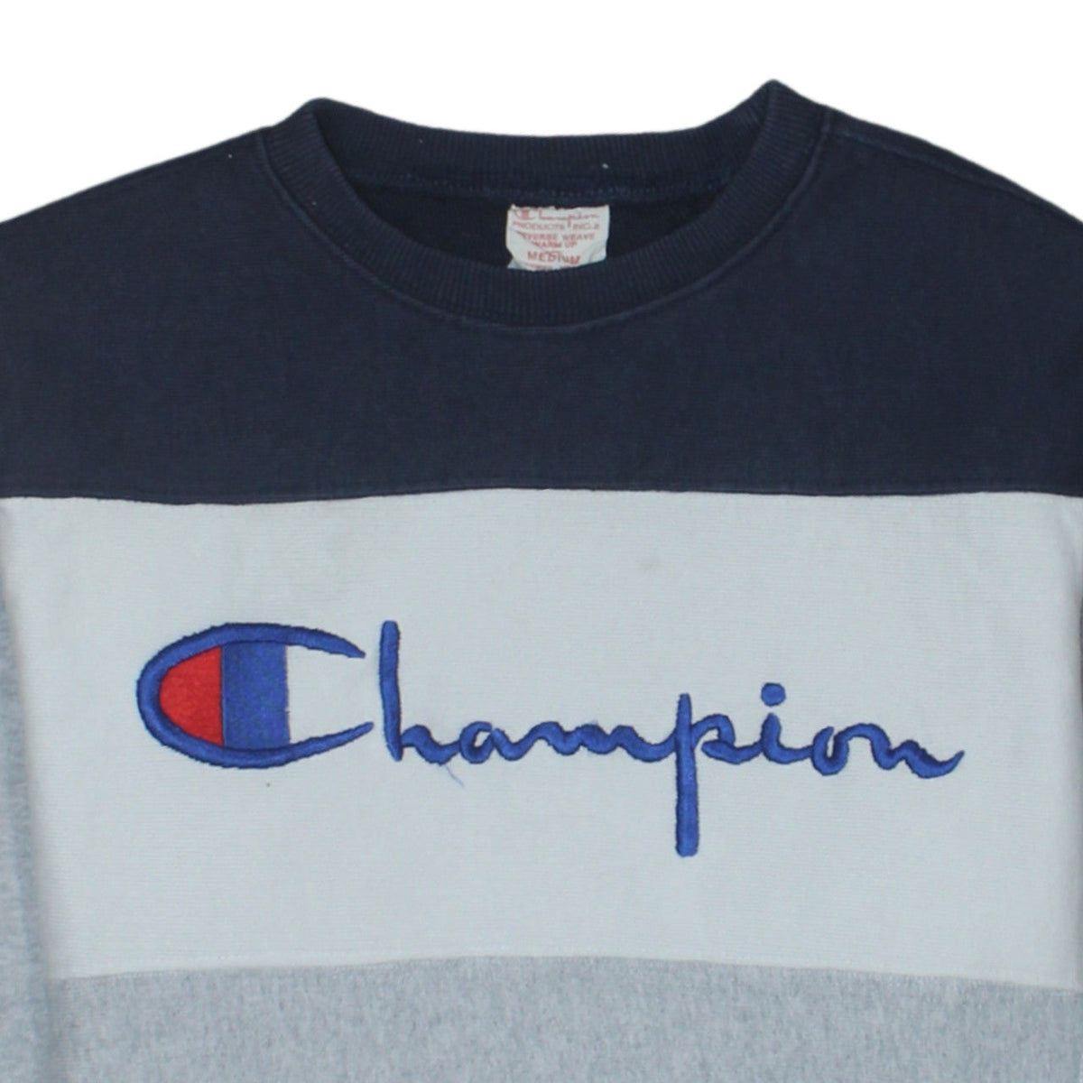 Champion Men's Grey Reverse Weave Sweatshirt Medium Embroidered Logo