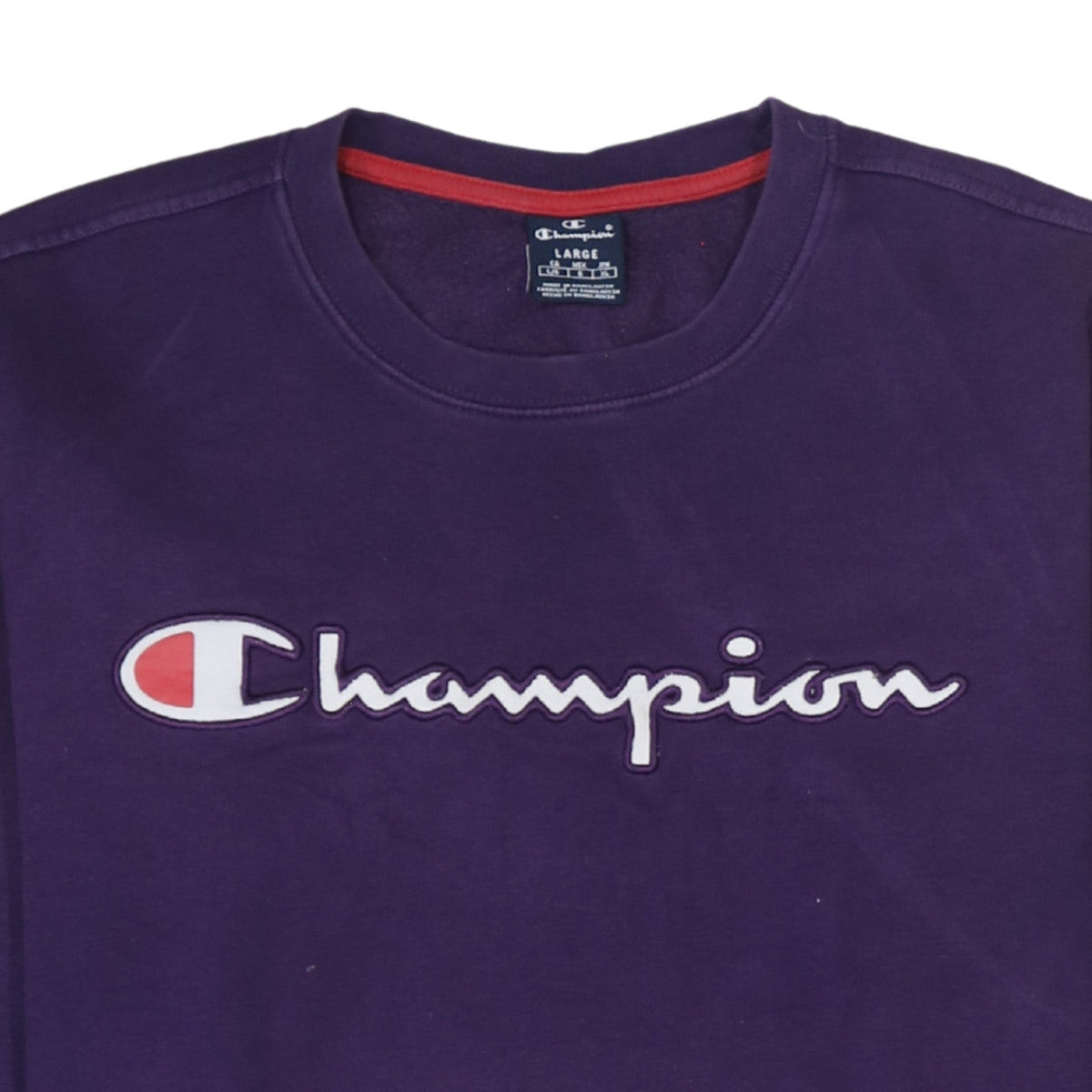 Champion Women’s Purple Pullover Sweatshirt L Logo Crew Neck Cotton Blend