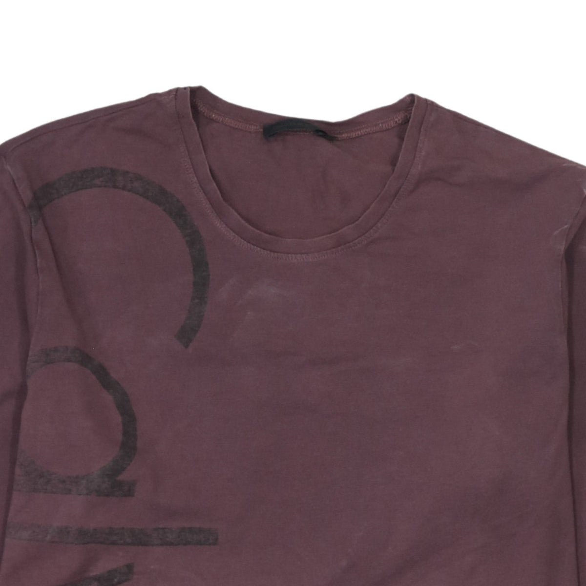 Calvin Klein Men Brown Long Sleeve Logo Crew Neck T-Shirt M