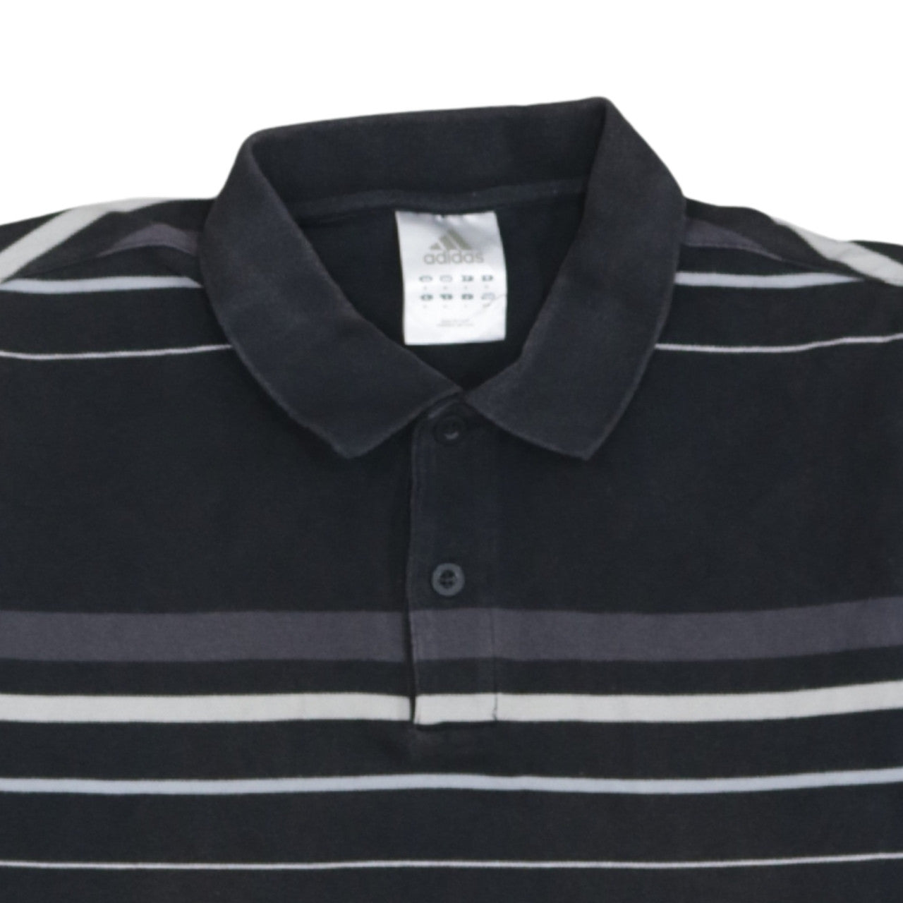Adidas Men's Black Striped Cotton Polo Shirt M