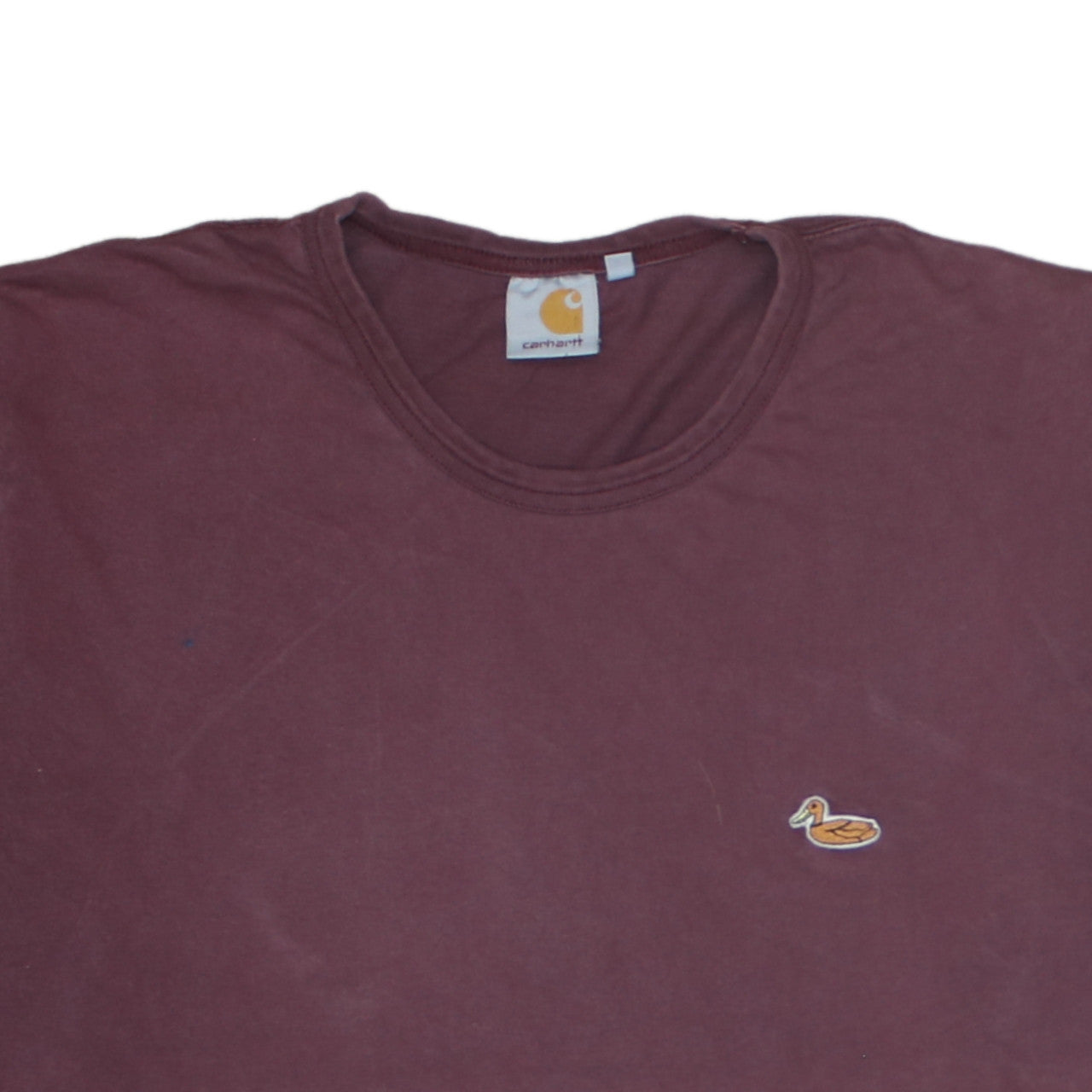 Carhartt Men’s Burgundy Duck Logo T-Shirt XXL Cotton Crew Neck