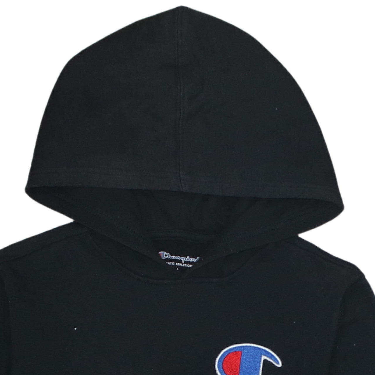 Champion Boys Black Pullover Hoodie L Cotton Blend Logo Athletic Sweatshirt
