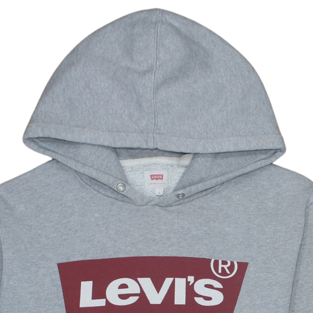 Levi's Men's Grey Logo Pullover Hoodie Size L Classic Style