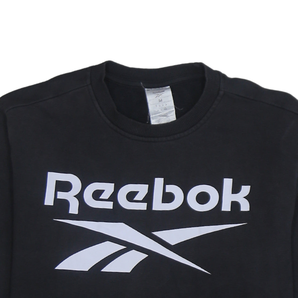 Reebok Men Black M Pullover Sweatshirt Crew Neck Logo Fleece