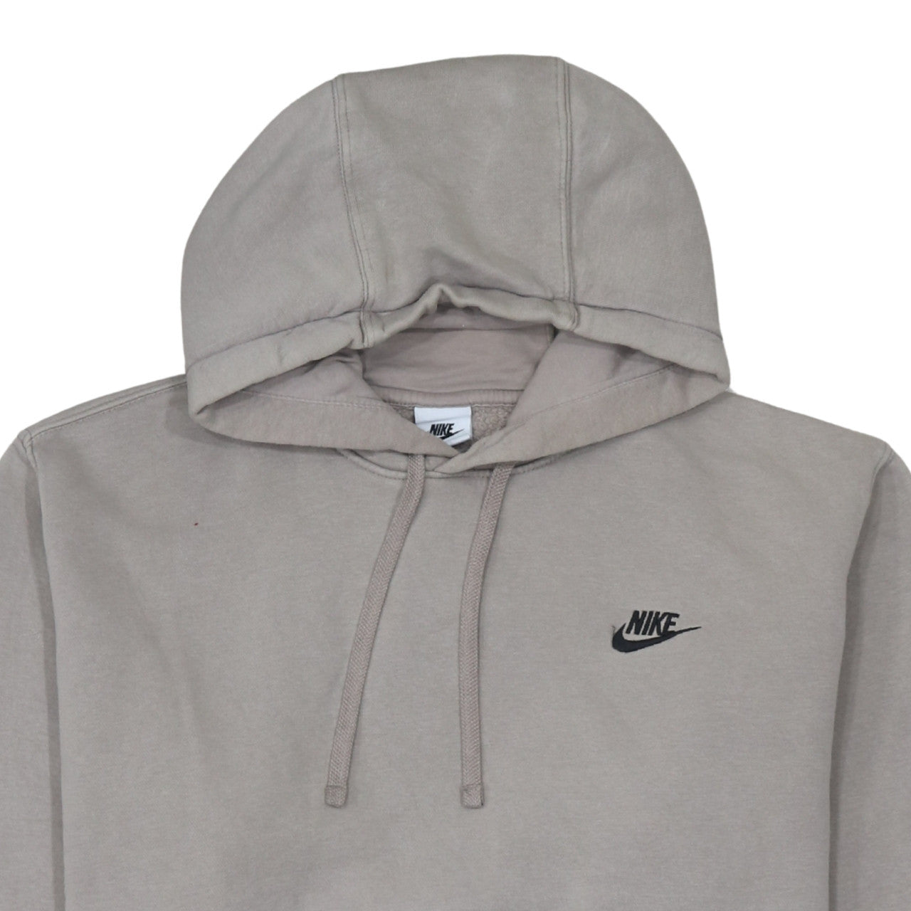 Nike Men Beige Pullover Hoodie L Fleece Logo Sportswear