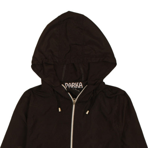 Parka In A Pocket Men’s Black Hooded Lightweight Water Resistant Parka Jacket Small