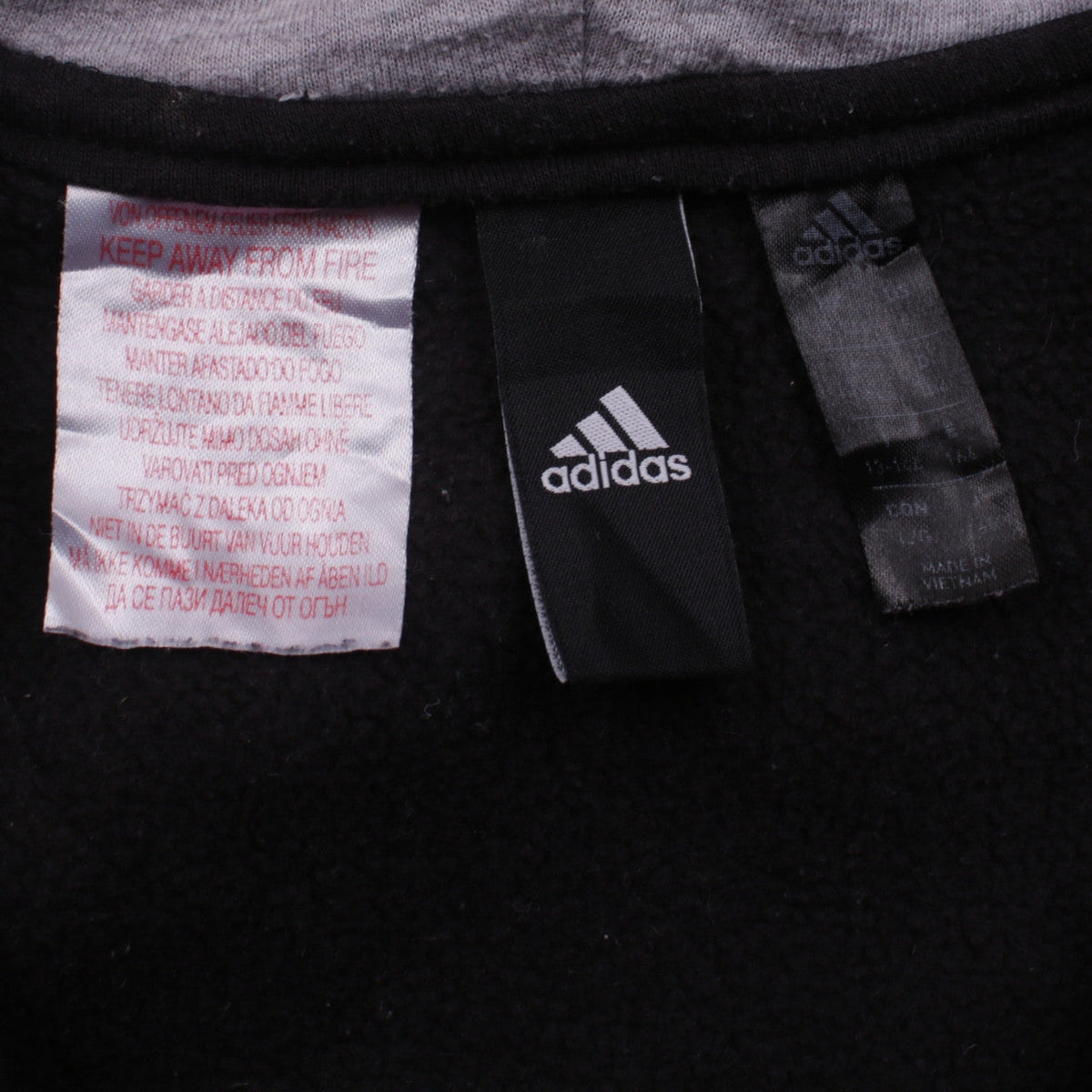 Adidas Boys Black Full Zip Hoodie 13-14 Years Sportswear Logo Print