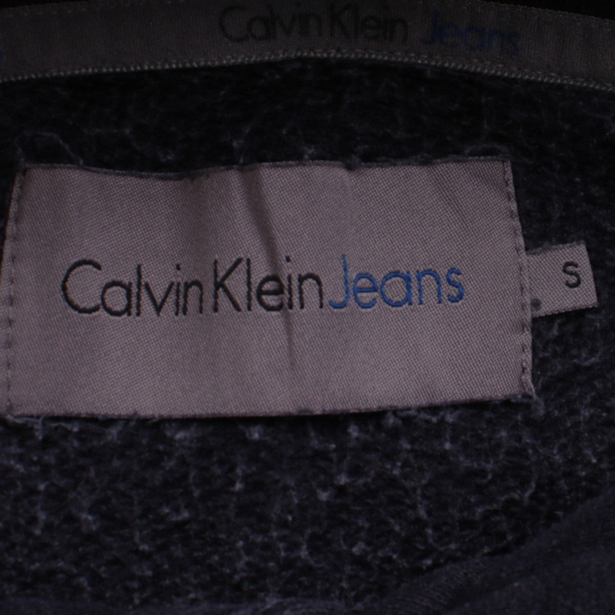Calvin Klein Jeans Mens Blue Pullover Hoodie Size S Logo Fleece