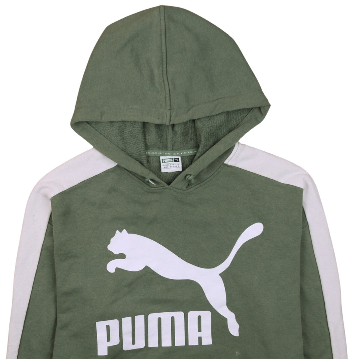 Puma Women's Green White Pullover Hoodie Size 12 Logo Print