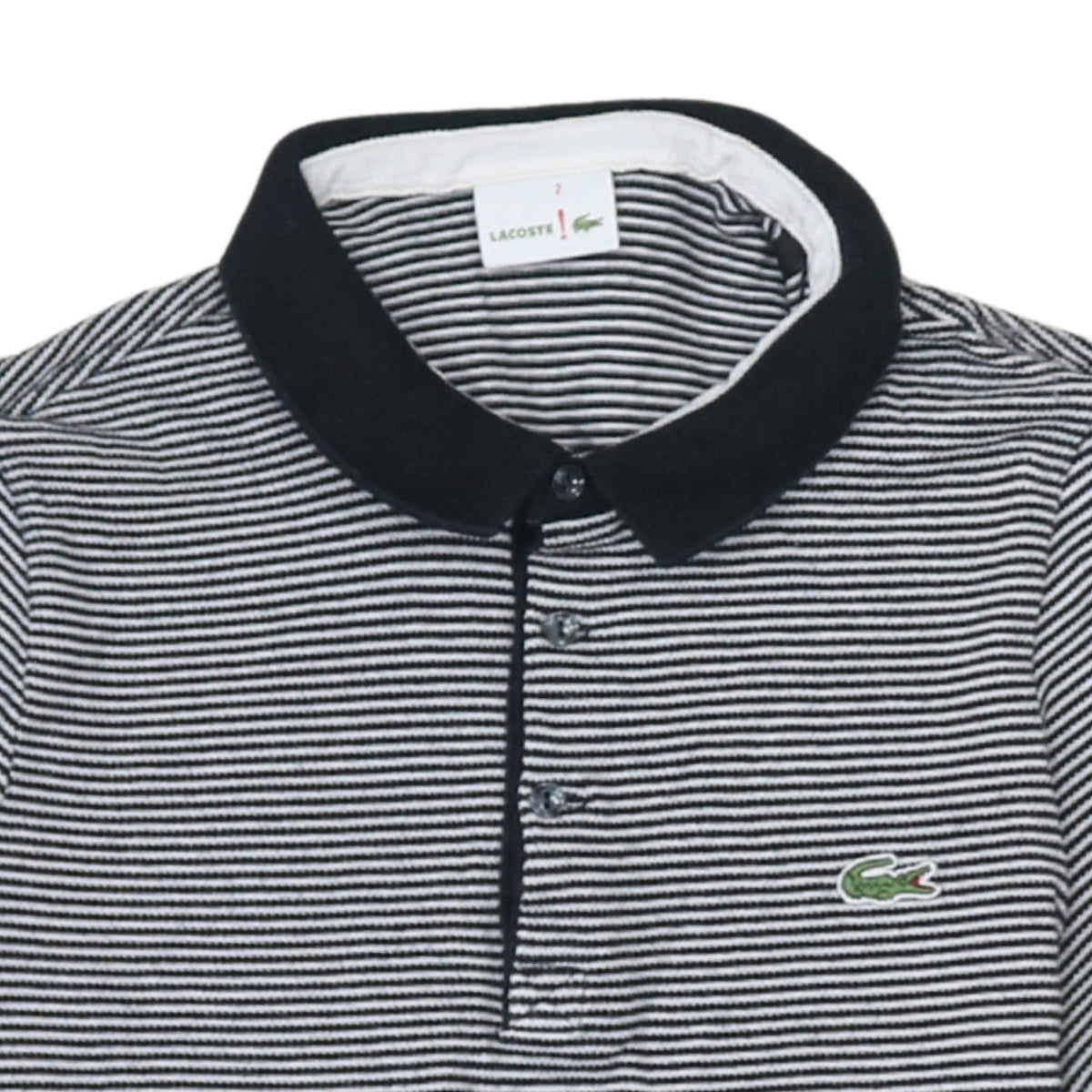 Lacoste Men’s Black Striped Cotton Polo Shirt Size S