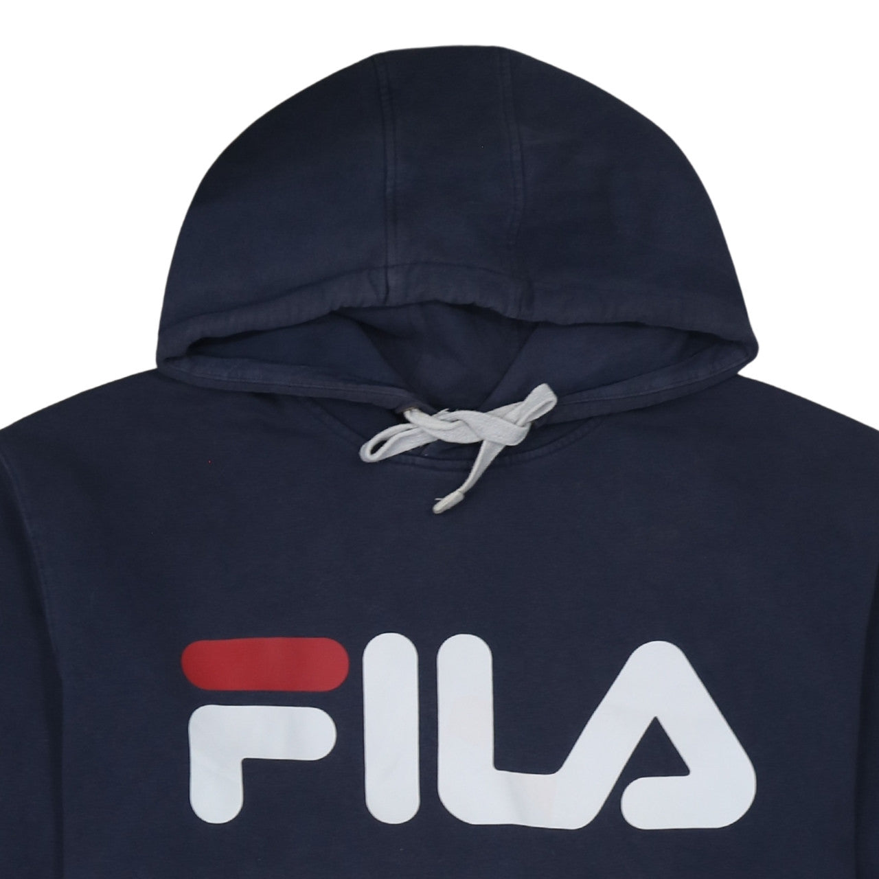 Fila Men Blue Pullover Hoodie L Sports Logo Graphic Sweatshirt