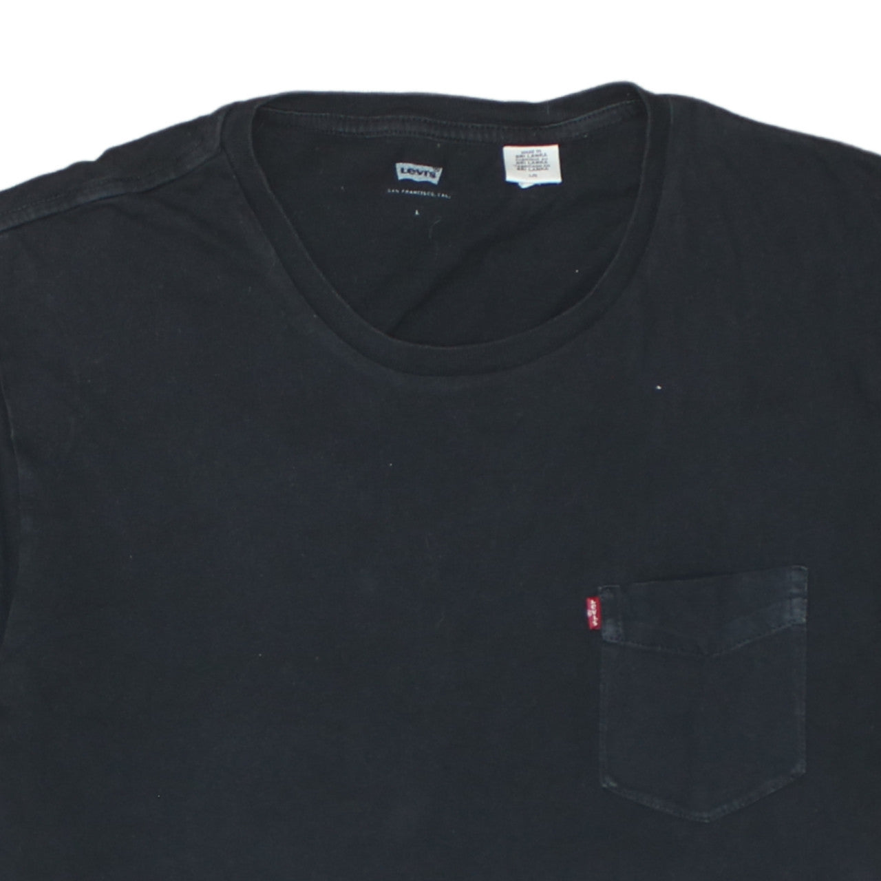 Levi's Men's Black Cotton Crew Neck Pocket T-Shirt Size L