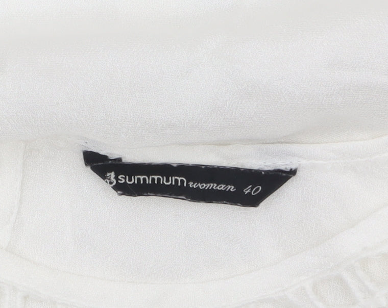 Summum Woman White Embroidered Viscose Blouse Womens UK 12 Boho Top