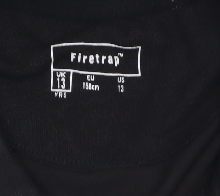 Firetrap Boys Black Polo Shirt 13 Years Short Sleeve Classic Fit