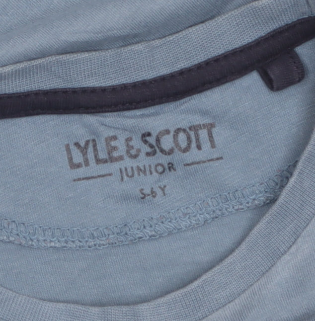 Lyle & Scott Boys Blue 5-6 Years Logo Cotton Short Sleeve T-Shirt