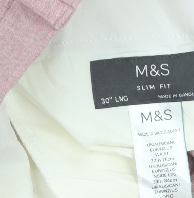 Marks & Spencer Men’s Pink Slim Fit Dress Trousers 30W 33L