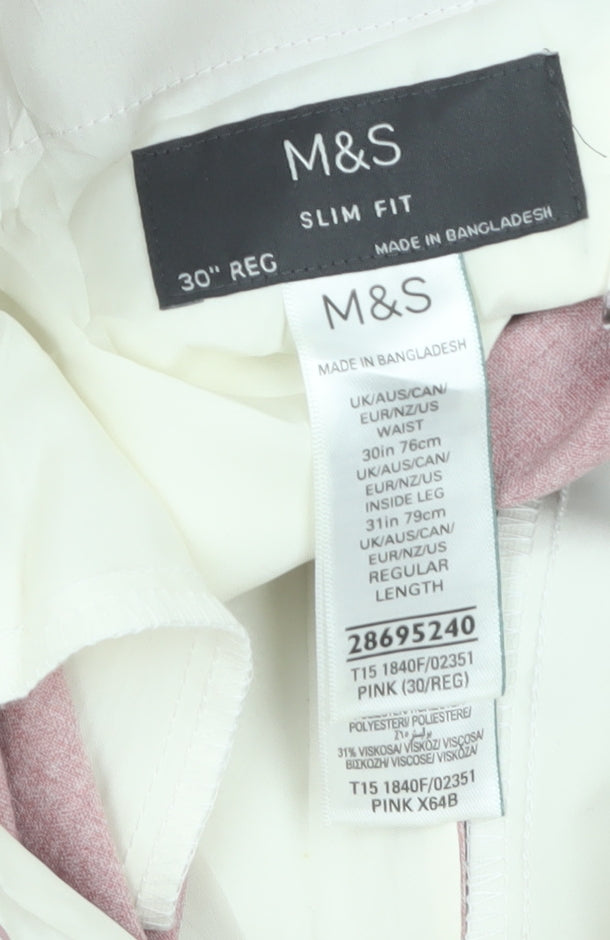 Marks & Spencer Men's Pink Slim Fit Chino Trousers 30x31