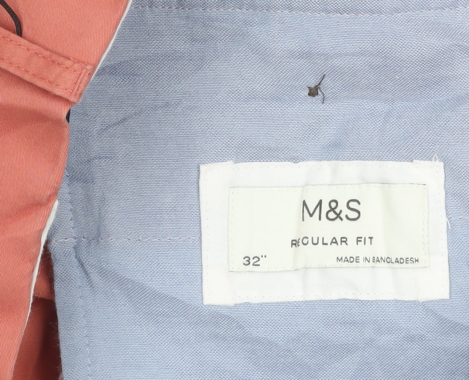 Marks and Spencer Men's Pink Regular Fit Chino Trousers 32