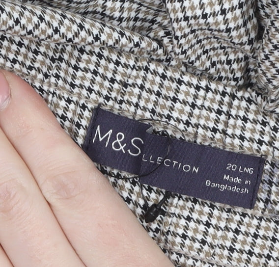Marks and Spencer Women’s Grey Check Trousers Size 20 Long Elastic Waist