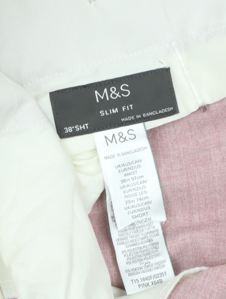 Marks and Spencer Men’s Pink Slim Fit Chino Trousers 38S