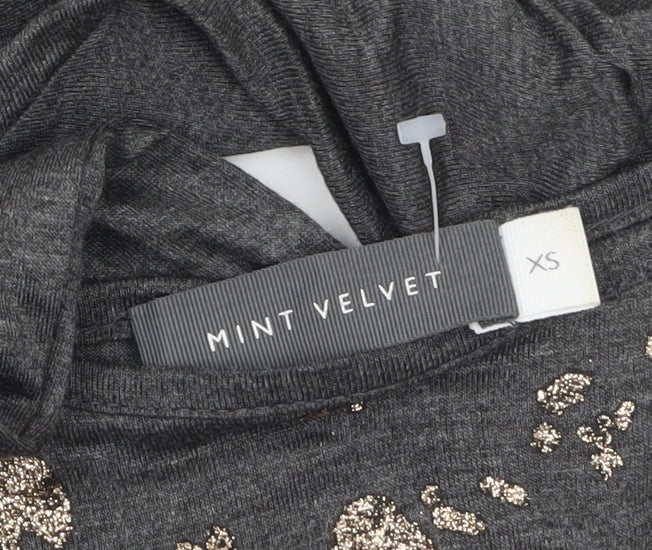 Mint Velvet Women’s Grey Sequin Animal Print Long Sleeve Top XS