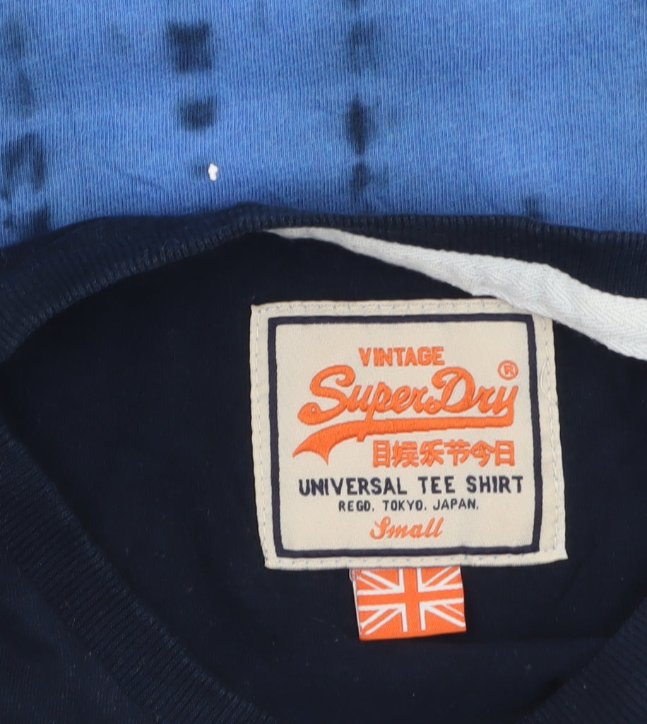 Superdry Men’s Blue Tie-Dye Cotton Crew Neck T-Shirt Small