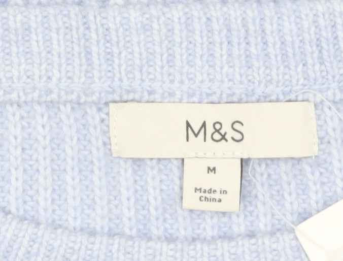 Marks and Spencer Women Blue Knit Long Sleeve Pullover Jumper Size M