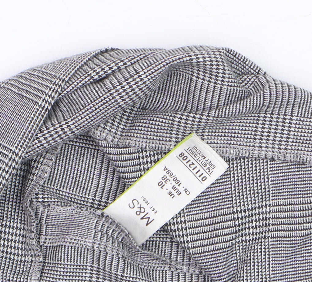 Marks and Spencer Women Grey Check A-Line Midi Skirt Size 10