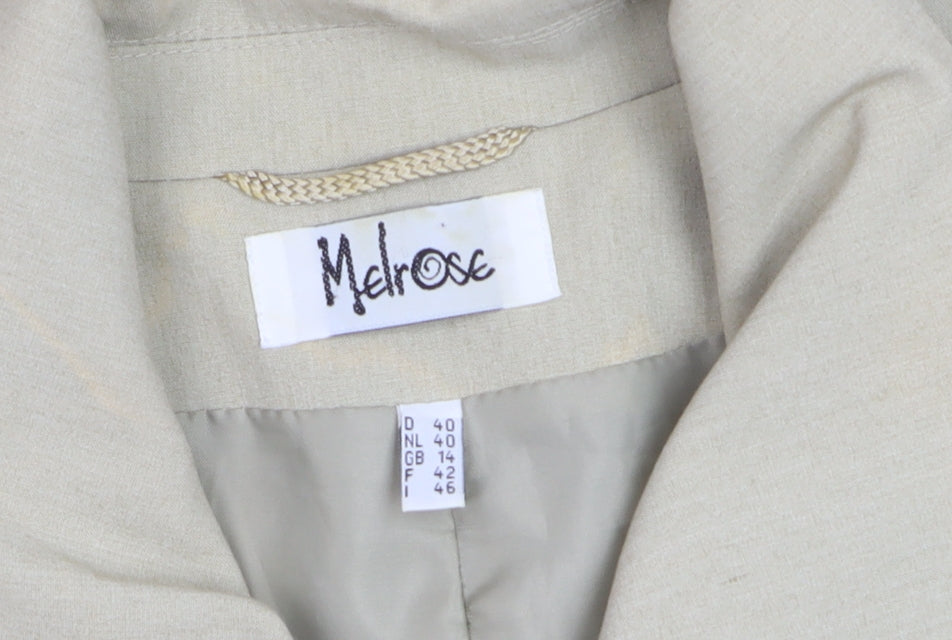 Melrose Women Beige Size 14 Zip Up Lined Basic Jacket