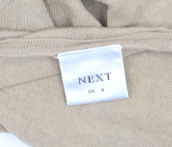 Next Women's Beige Linen Blend Puff Sleeve Blouse UK 8