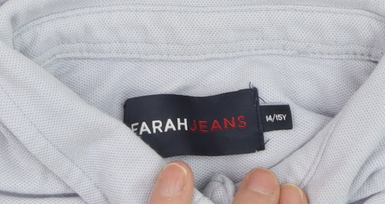 Farah Jeans Boys Blue Polo Shirt 14-15 Years Short Sleeve Cotton Blend