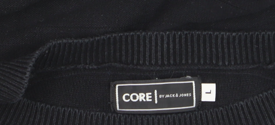 Jack & Jones Men’s Black Cotton Crew Neck Jumper Size L