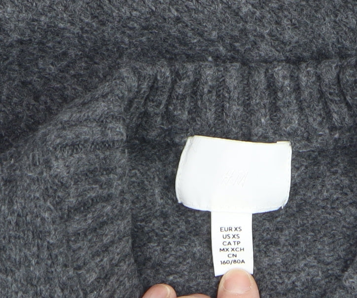 H&M Women Grey Wool Blend Crew Neck Pullover Jumper XS