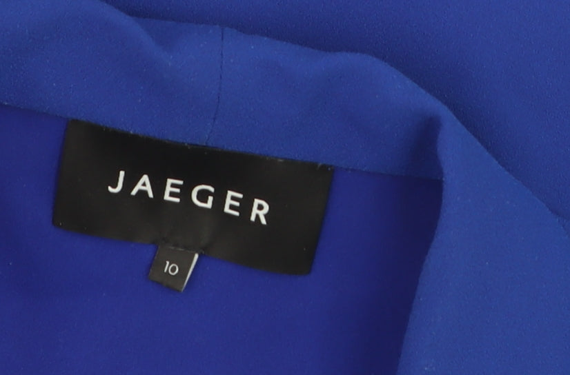Jaeger Women's Blue Shawl Collar Open Front Blazer UK 10 Polyester
