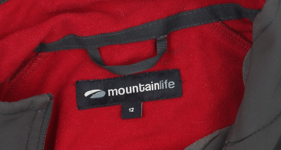 Mountain Life Women's Black Softshell Jacket Size 12 Windproof Lined Outdoor