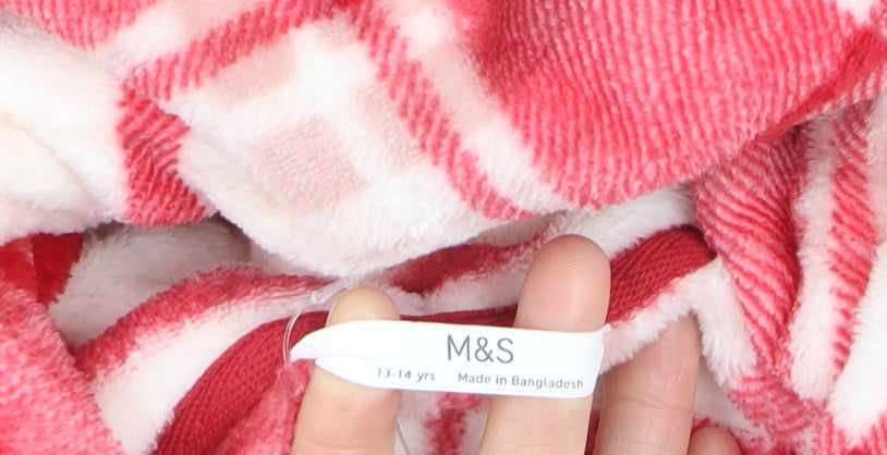 Marks & Spencer Girls Red Check Fleece Hooded Robe 13-14 Years