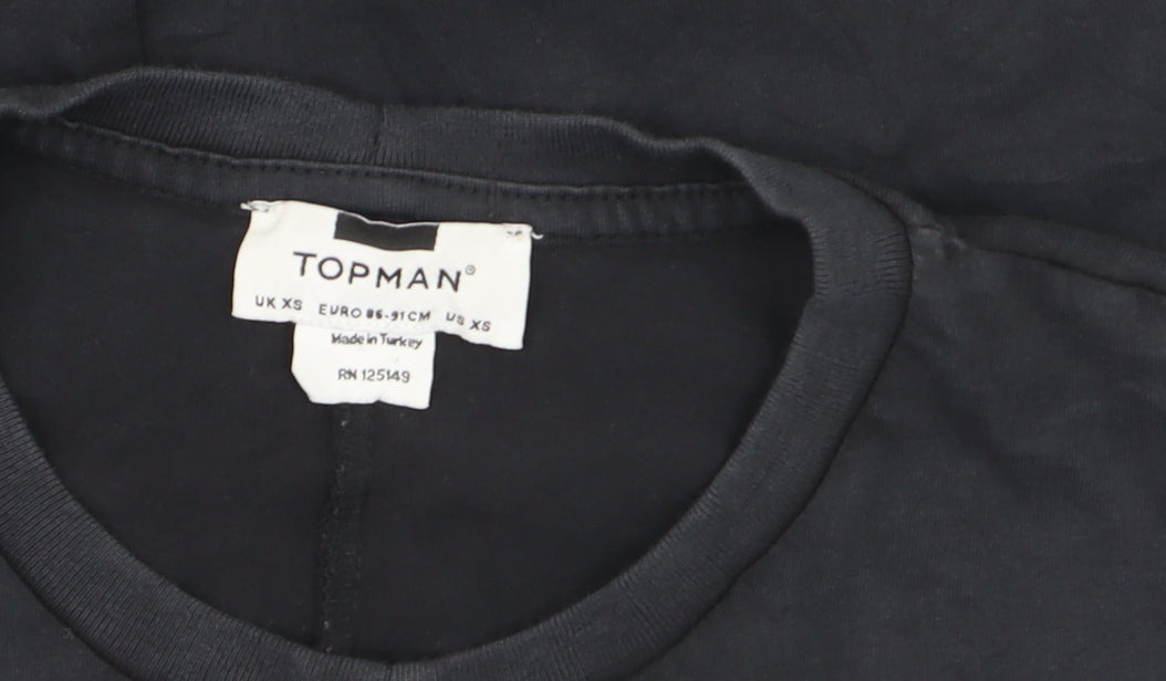 Topman Men's Black XS Graphic Rock Tour T-Shirt Retro Cotton