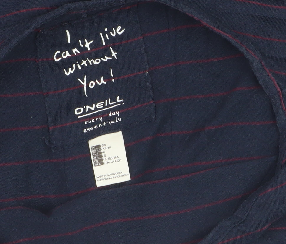 O'Neill Women's Blue Striped Long Sleeve Cotton T-Shirt XS