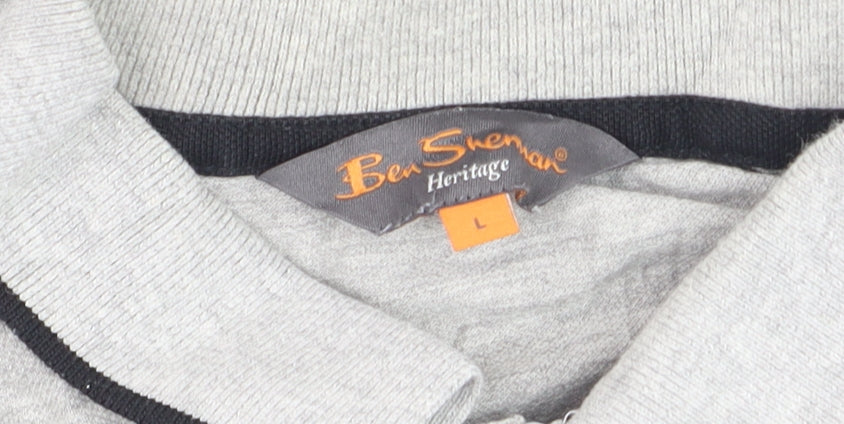 Ben Sherman Men's Grey Collared Short Sleeve Cotton Polo T-Shirt L