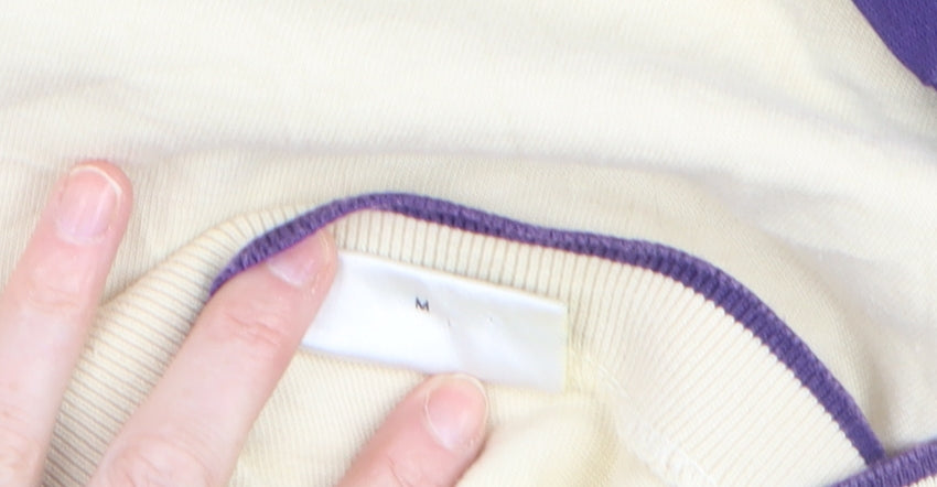 Next Women Ivory Purple Striped Square Neck Jumper M