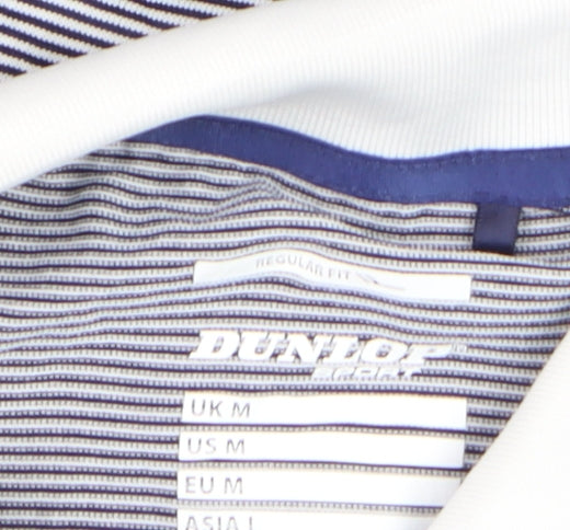 Dunlop Men’s Blue Striped Polo Shirt Regular Fit Size M