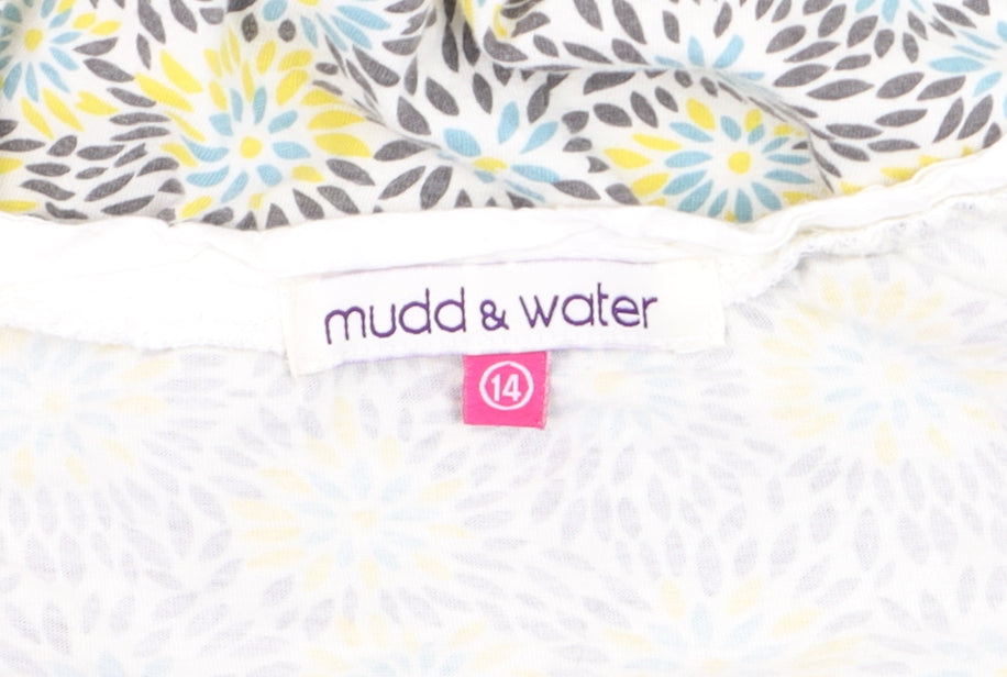 Mudd & Water Women's Multicoloured Floral Cotton V-Neck T-Shirt Size 14