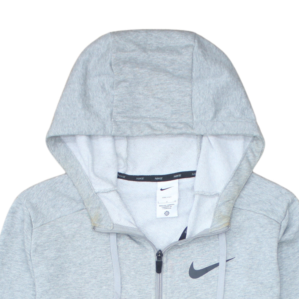 Nike Men's Grey Full Zip Dri-FIT Hoodie Size S Regular Fit Sportswear
