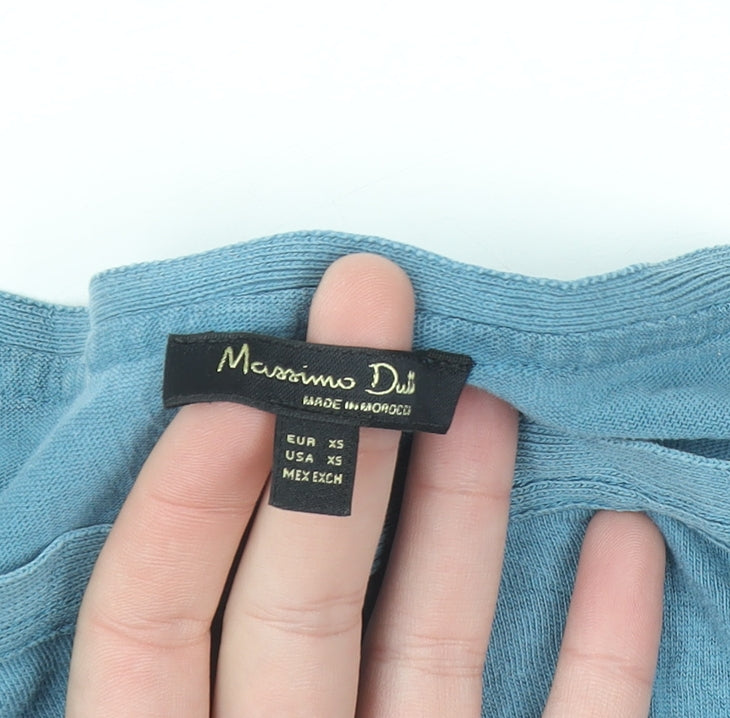 Massimo Dutti Women Blue XS Lyocell Cotton Boat Neck Jumper