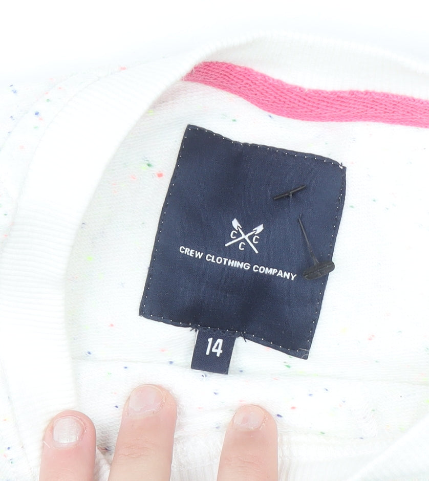 Crew Clothing Women White Speckled Surf Pullover Sweatshirt Size 14