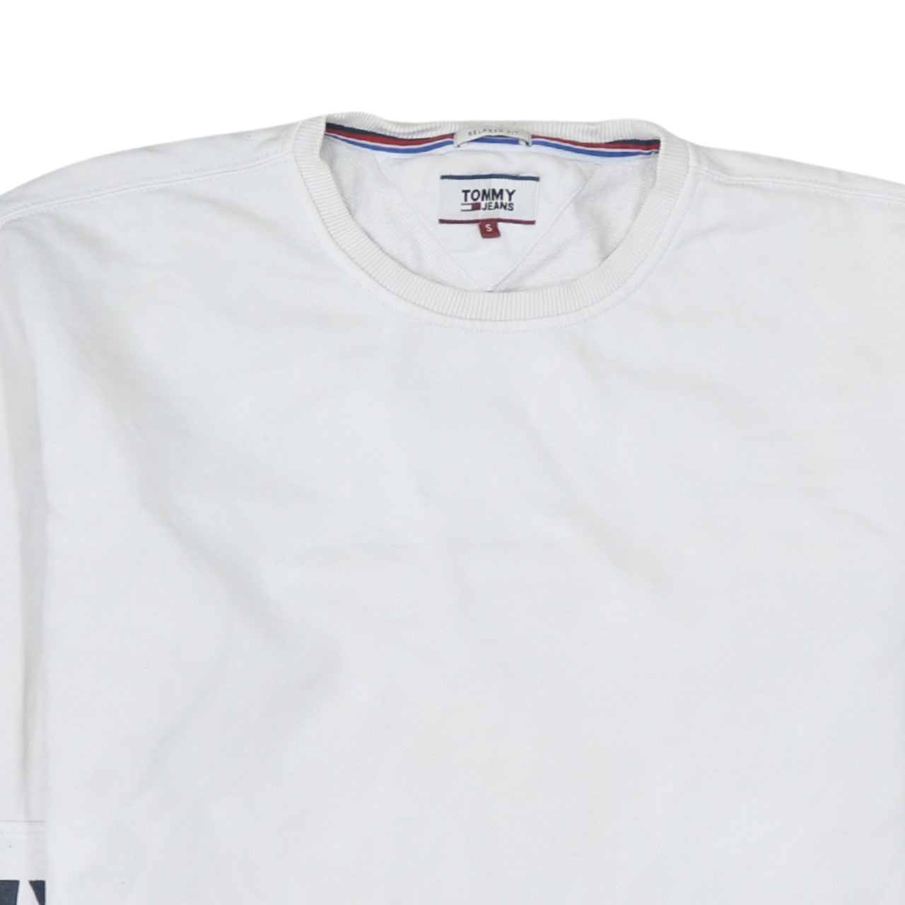 Tommy Jeans Men's White Relaxed Fit Logo Sweatshirt Size S