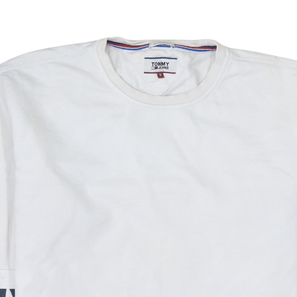 Tommy Jeans Men's White Relaxed Fit Logo Sweatshirt Size S