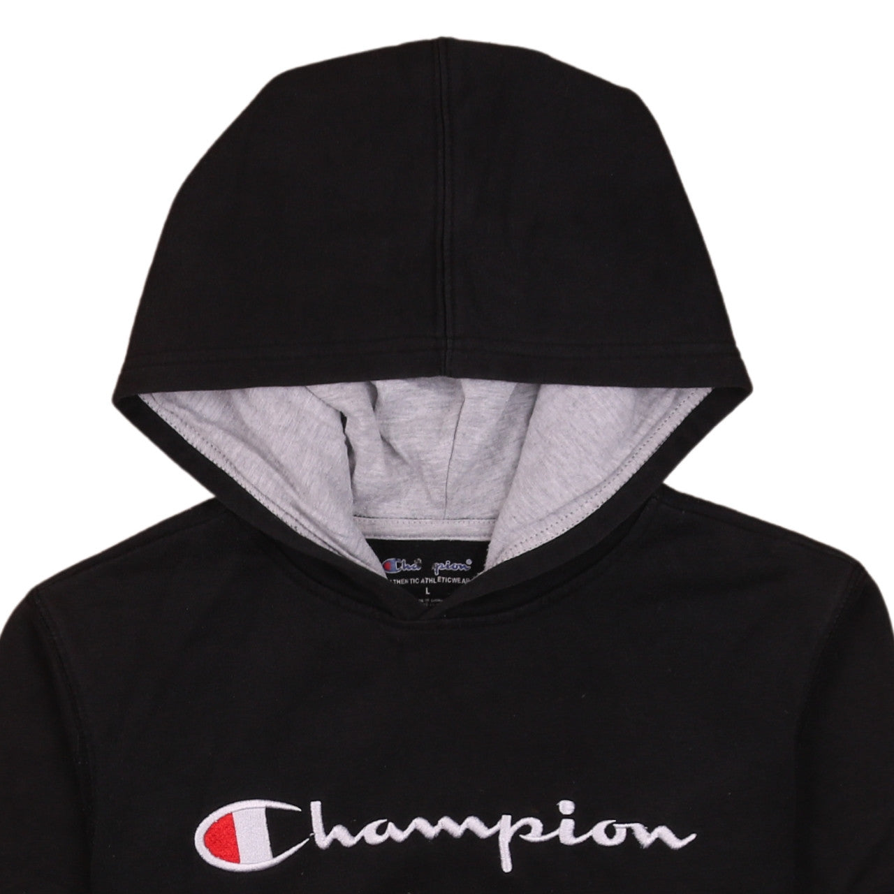 Champion Men's Black Pullover Hoodie L Embroidered Logo Sportswear