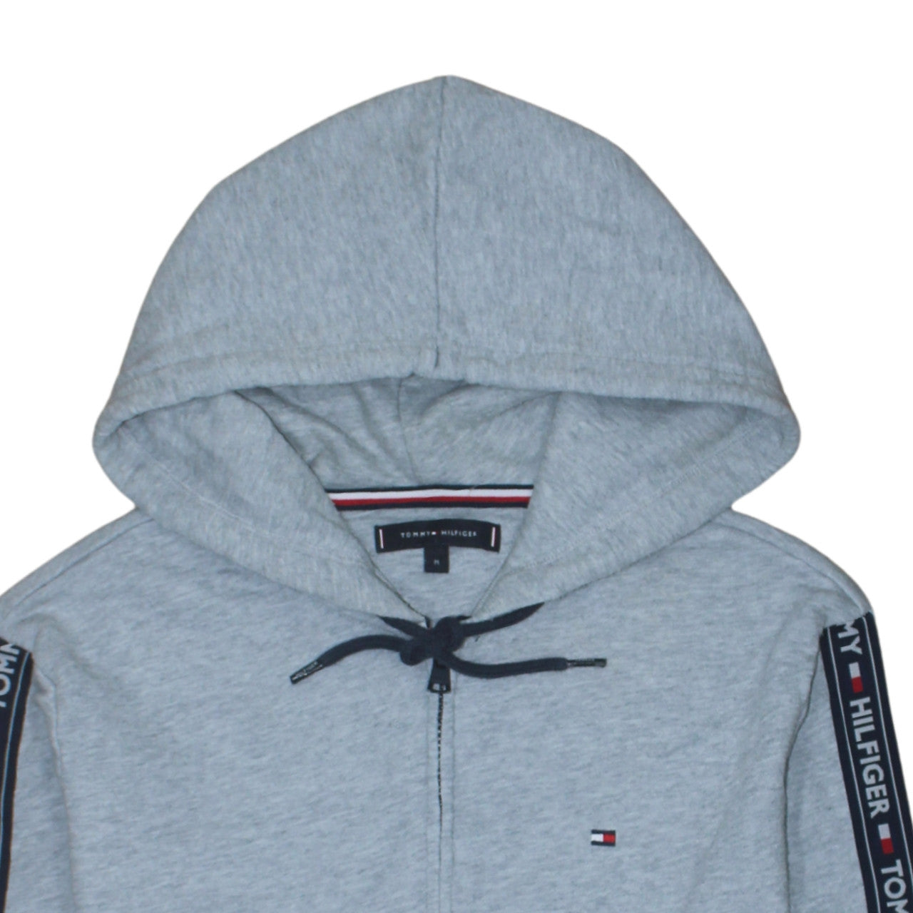 Tommy Hilfiger Men's Grey Full Zip Hoodie M Logo Casual Sweatshirt